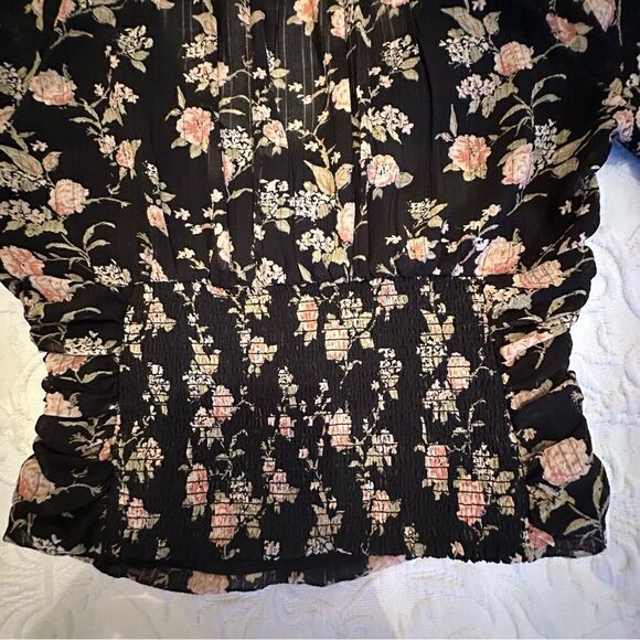 Free People Final Rose Blouse in Black Combo XS - Picture 11 of 12